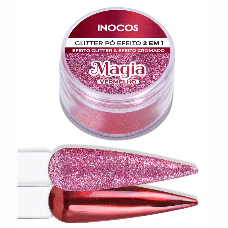 Inocos Pó Glitter -Magia Vermelho 3g