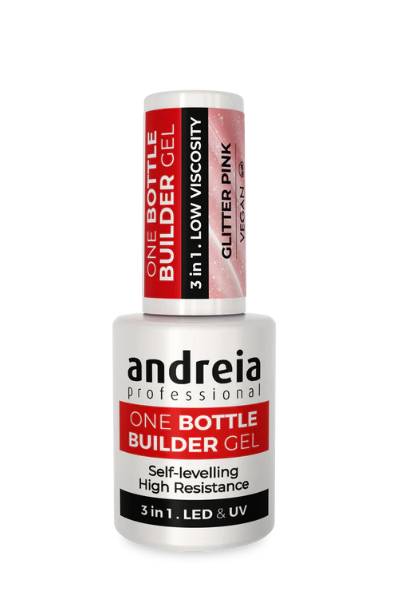 Andreia One Bottle Builder Gel Glitter Pink 3in1 14ml