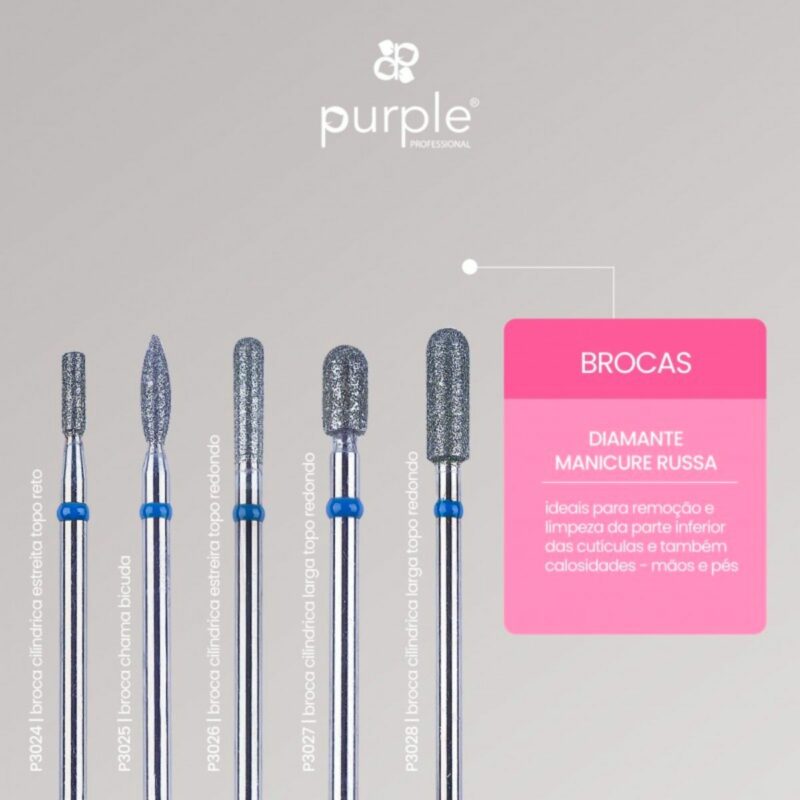 Purple Broca Manicure Russa 2.6x10mm Media